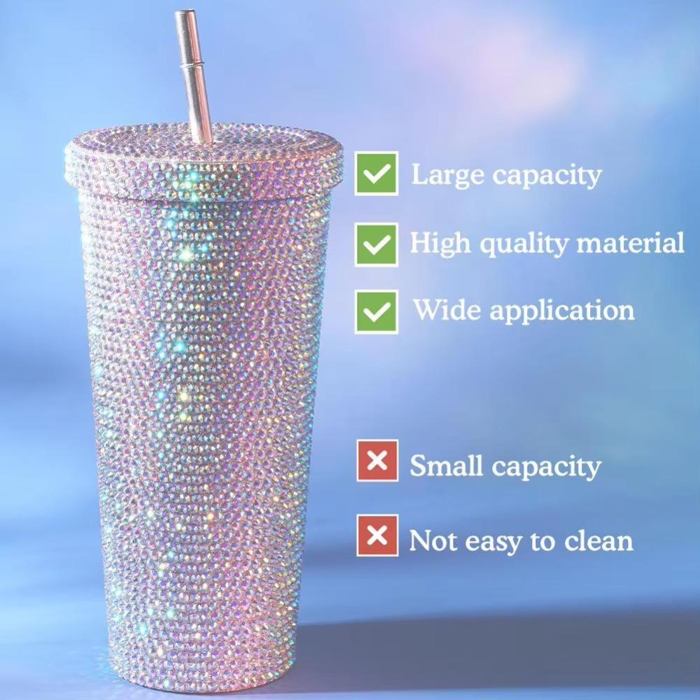 Insulated Glitter Coffee Cup Double Layer Stainless Steel Water Bottle Girl