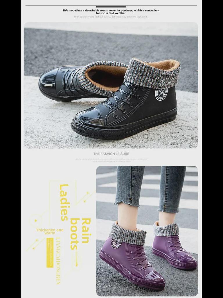 Женские водонепроницаемые повседневные низкие резиновые сапоги 2025 года — модная нескользящая обувь для отдыха на природе