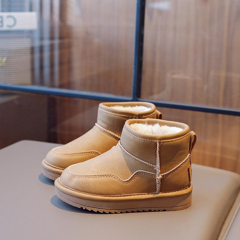 Детские зимние ботинки, однотонные, теплые, для девочек, зимние ботинки, модные, повседневные, плюшевые, детские, универсальные, из хлопка, нескользящие, дышащие
