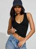 2026 Solid V Neck Straps Sexy Slim Crop Tank Top Summer Women Casual Clothes Streetwear Beach Vacation Fitness Yoga