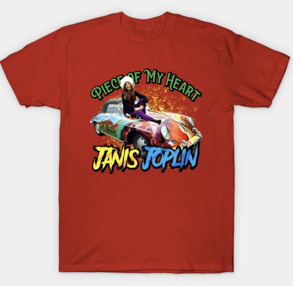 Janis Joplin Short Sleeve Mens Unisex S-3XL Red Fan Art Unisex T-Shirt
