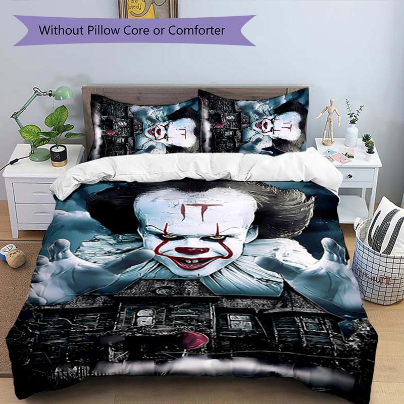 3pcs Pennywise the Dancing Clown pattern bedding set duvet cover set includes duvet cover &pillowcases, perfect all season bedroom decoration & gift