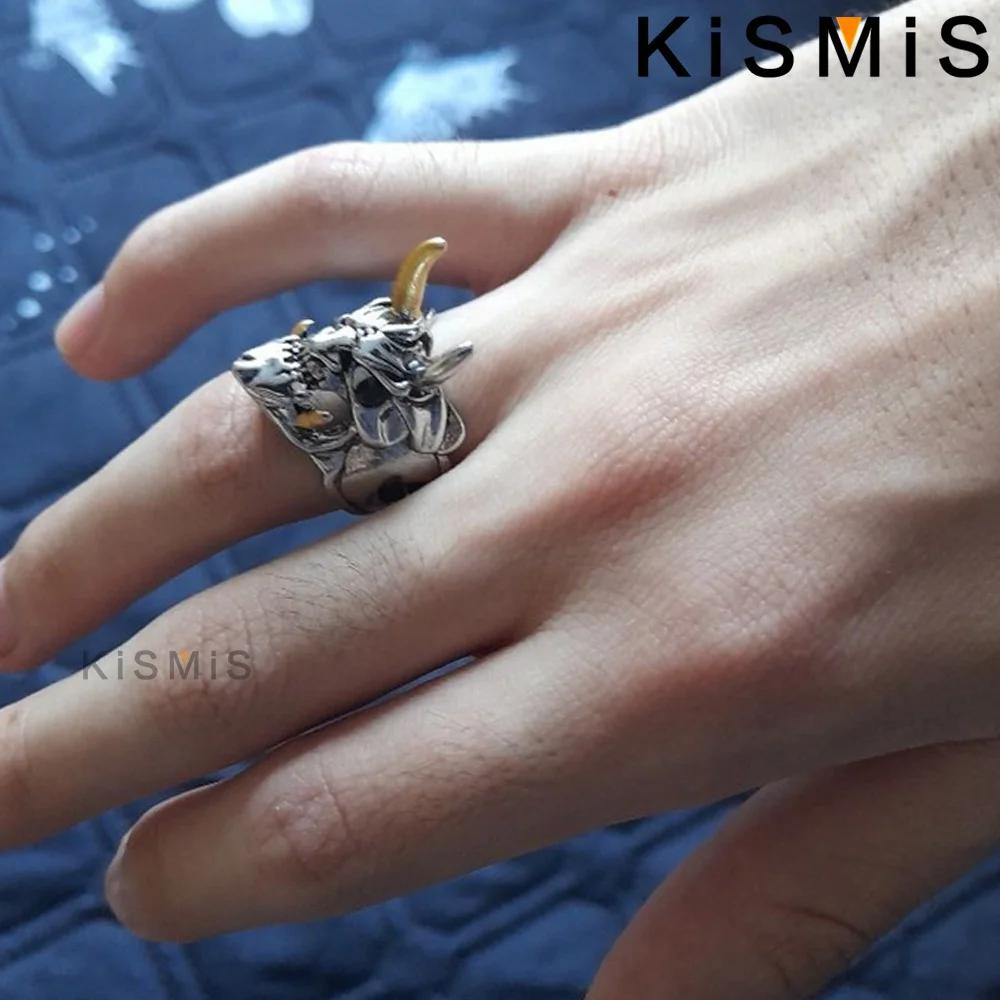 1 шт. Мужское винтажное кольцо с черепом из нержавеющей стали, панк-украшение, регулируемый размер, кольцо с маской призрака, подарки для него