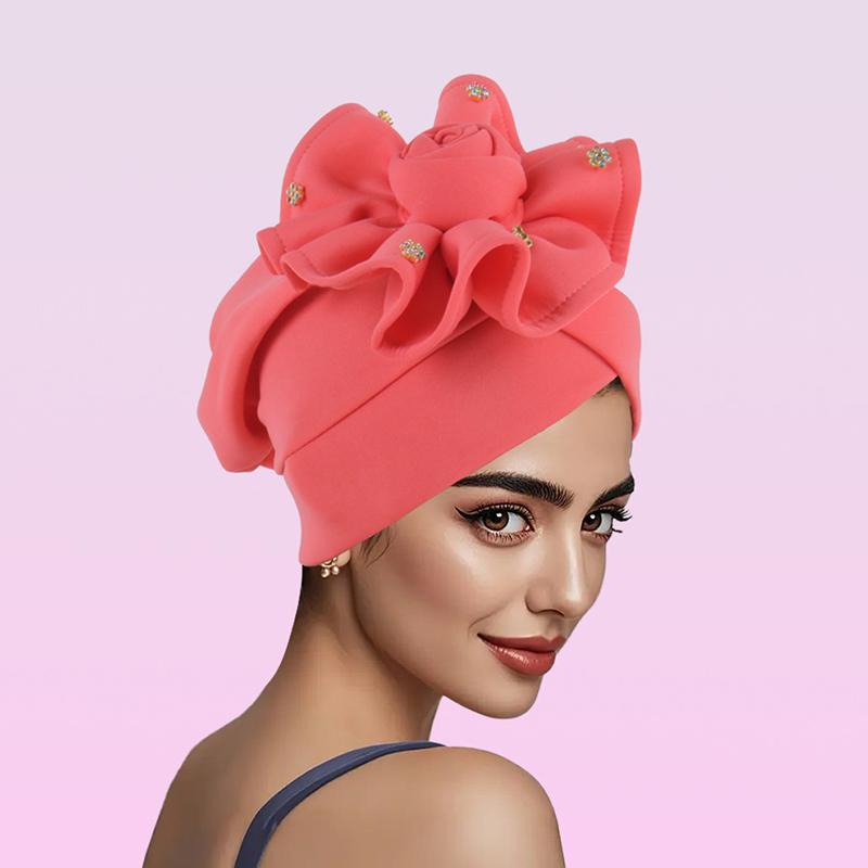 1 шт. индийская шапка в этническом стиле солнцезащитный хиджаб летний головной убор большой цветок мусульманский однотонный оборка головной убор тюрбан шляпа