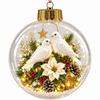 3D Christmas Crystal Ball Ornament With White Dove Holly Pinecone Design Tree Hanging Decoration