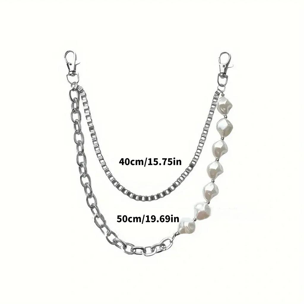 Модный ремень-цепочка с нерегулярными бусинами из искусственного жемчуга, цепочка для брюк, идеально подходит для модных и музыкальных фестивальных нарядов