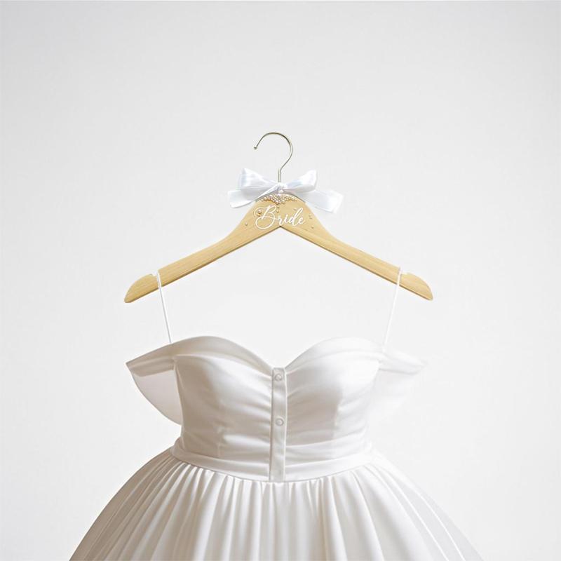 1 шт. Ленточная вешалка-бантик с жемчужными акцентами, свадебная вешалка, девичник, деревянные свадебные вешалки, подарки жениху и невесте 38 см