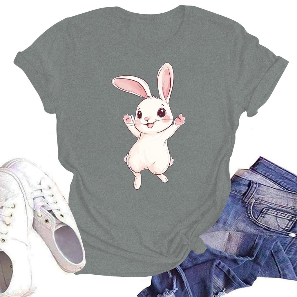 Women's Round Neck Casual Printed Short-sleeved T-shirt Top