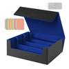 UNORUG Trekkers Card Box, Holds 1800 Cards (3 Columns), PU Leather, Vertical Card Storage, 24 Compartments, 3 Baffles, PU Leather Storage Box, Trading