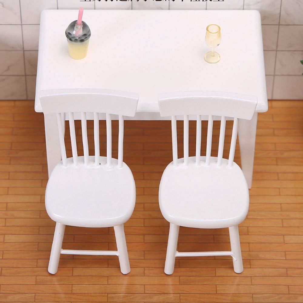 Miniature 1/12 Dollhouse Wooden Table Doll House Decoration Simulation Chair Table Furniture Toys