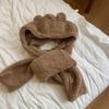 3 in 1 Plush Scarf Hat Gloves Thickened Fleece Scarves Hat Cute Bear Ear Plush Beanie  Girl