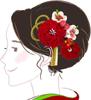 Hair Ornament Set Furisode Ceremony Red Flower [Kyoto Usagido] 2-piece Coming-of-age Wk-331 Tsumami-zaiku