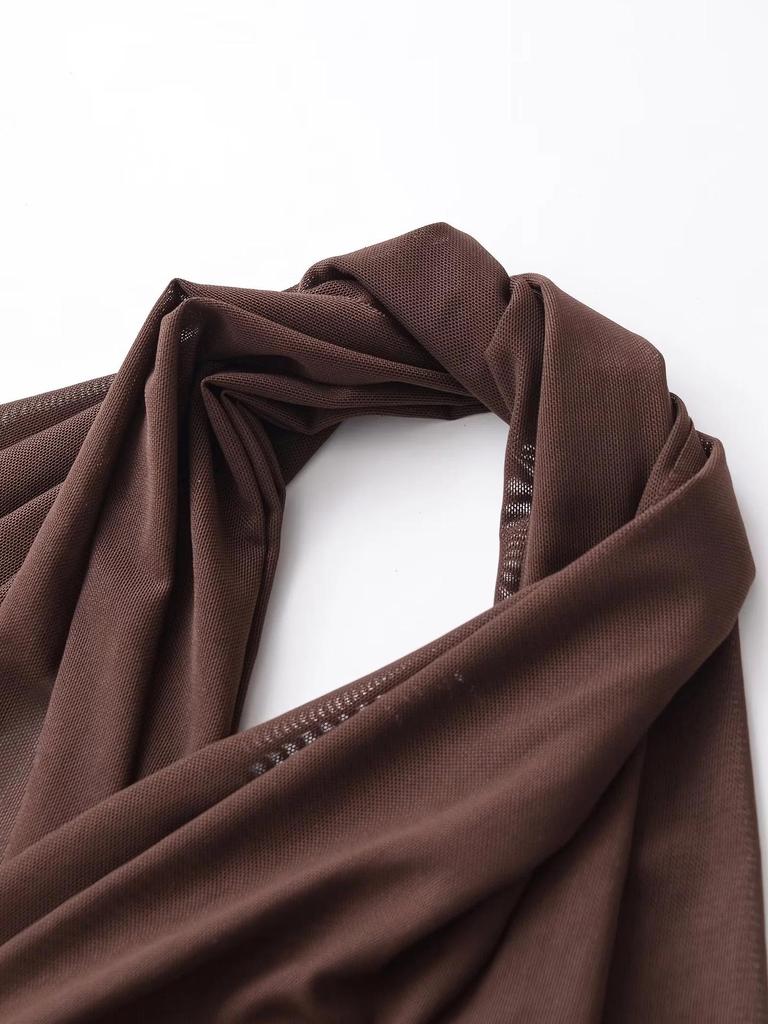 Новое поступление Весна 2026: Сексуальный сетчатый кроп-топ с вырезом на шее для женщин