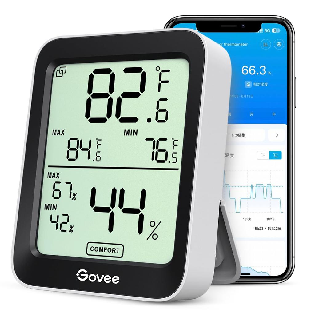 Govee Thermometer and Bluetooth Manage Temperature and Humidity with Your Temperature and High Large Graph Abnormal Maximum and Minimum Temperature