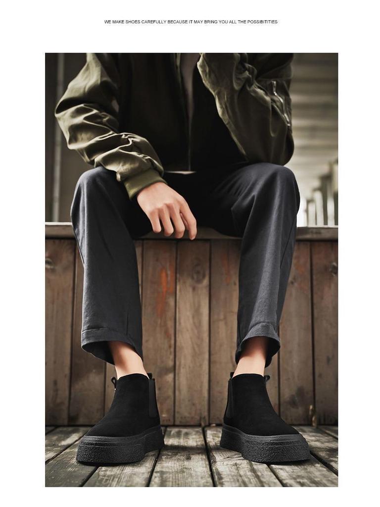 Мужские ретро кожаные ботильоны челси мартин с высоким голенищем, на одной молнии, на толстой подошве, универсальные для осени/зимы.