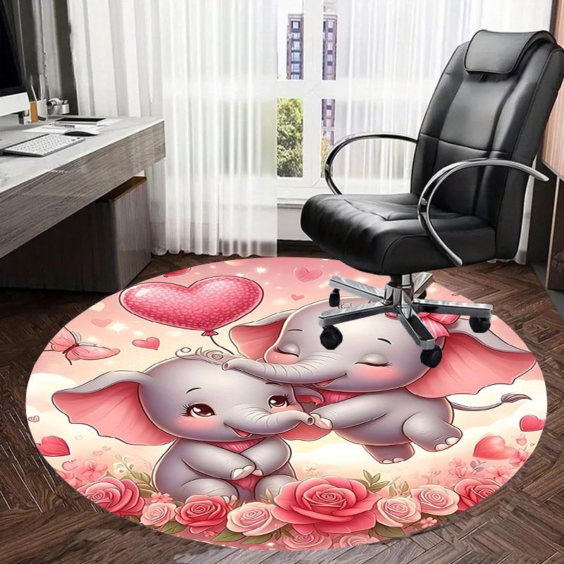 1PC Elephant Non-Slip Floor Round carpet, Office, family, bedroom, Large Area Rug Indoor Rugs, Durable PolyesterH0372