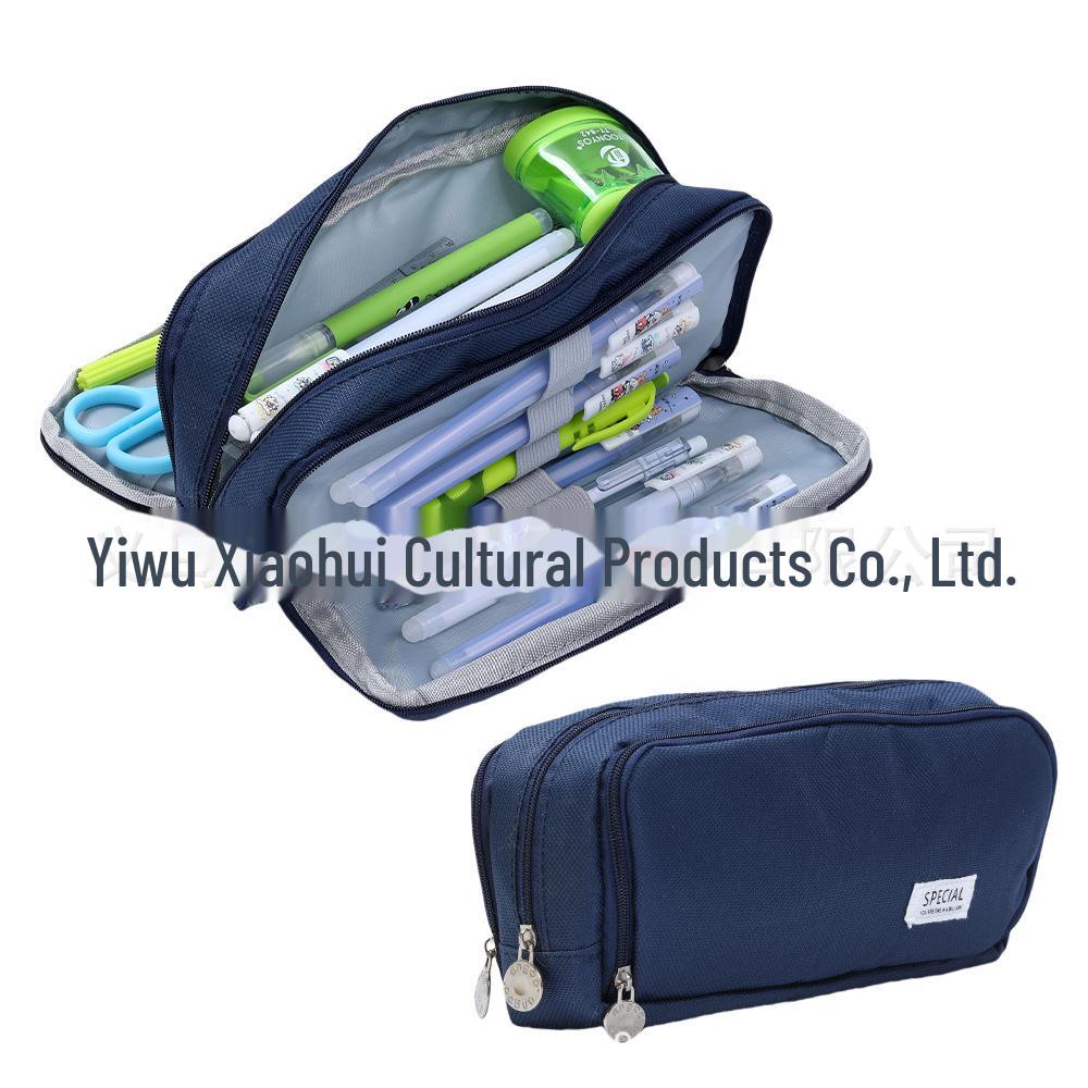 Выдвижной двухслойный пенал Macaron: Большая вместимость, однотонный цвет, для учеников младших и старших классов.