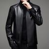 Autumn and Winter New Men's Leather Jacket Business Casual Stand-up Collar Fleece Thickened Leather Jacket Men's Jacket Plus Size