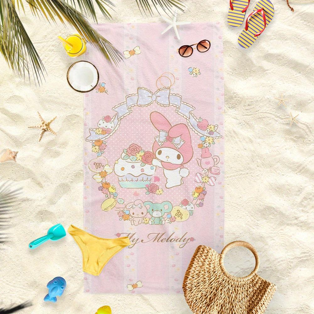 Pastel My Melody Cupcake Beach Towel Single Sided Print Durable Towel Home Bathroom Pool Beach Playful Vibe Decor Gift For Kids
