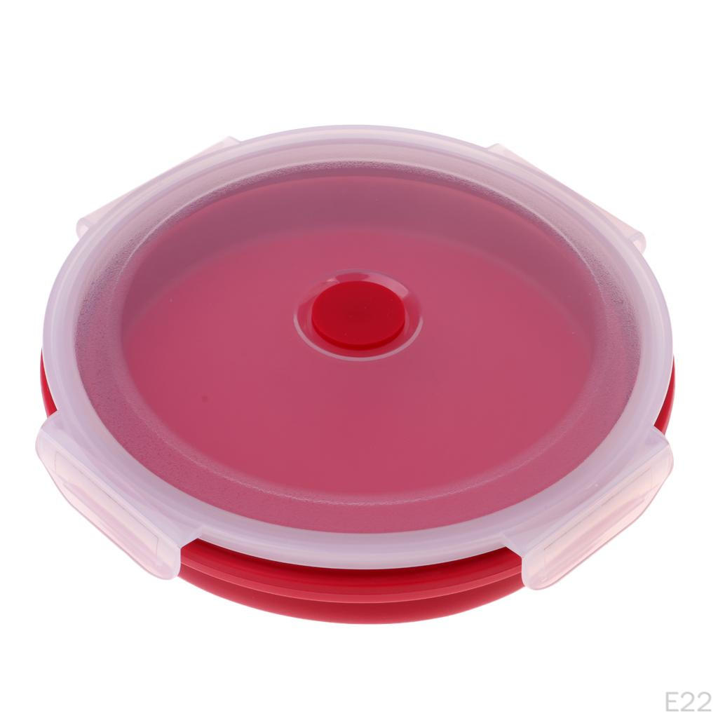 Lid, Silicone Folding Storage Container for Camping Picnic, Microwave & Freezer