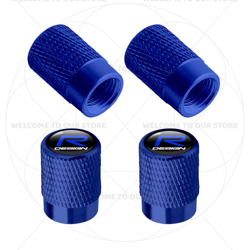 For Volvo R Design Emblem S90 V90 XC60 T8 V70 S60 V60 EX30 Moose 4Pcs Aluminum Car Tire Valve Caps Wheel Stem Air Dust Covers