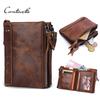 CONTACT'S Genuine Leather Vintage Wallet Men Short Coin Purse Unisex Small Wallets High Quality Designer