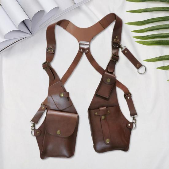 Сумка-слинг, противоугонная сумка-ремень в средневековом стиле стимпанк, кошелек из гладкой искусственной кожи, регулируемый ремень, декор из заклепок, сумка через плечо на две руки