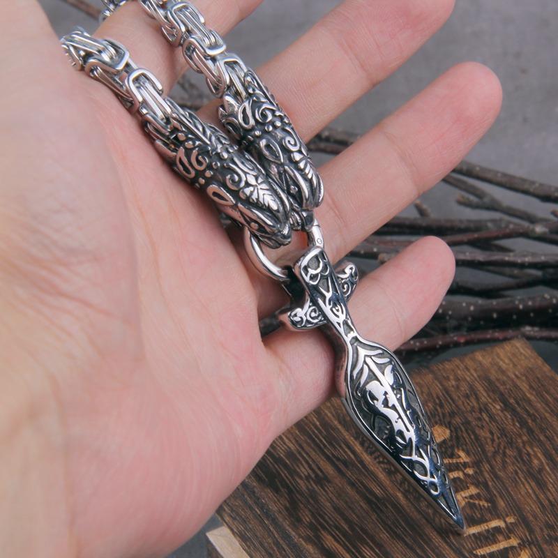 Celtic Wolf Necklace Viking Vegetarian Talisman Spear Pendant Norwegian Talisman Anchor Stainless Steel King Chain Jewelry
