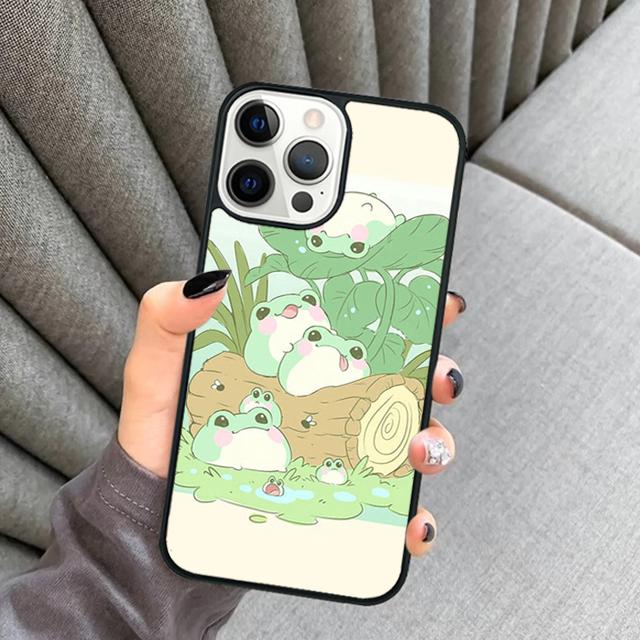 Cute Kawaii Frog Phone Case For iPhone 17 Air 16 15 14 plus 12 13 Pro max Soft Bumper Shell Cover coque
