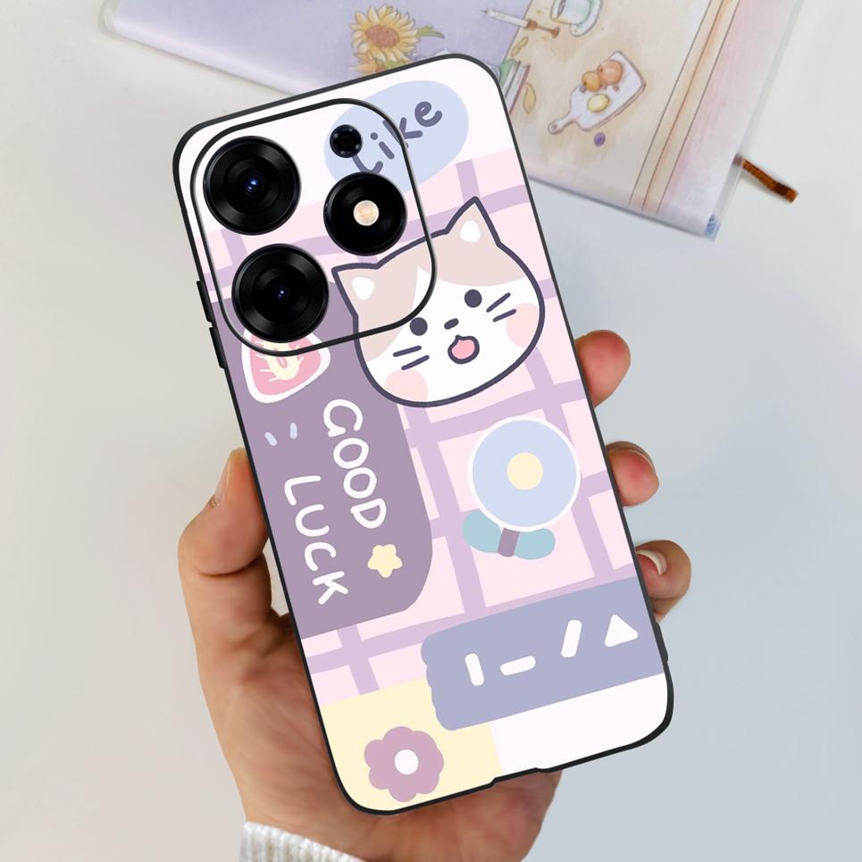 Для Tecno Spark 10 Pro Spark 10C Чехол Spark 9 Pro Spark 8c spark 7 Задняя крышка Бампер Прозрачный Мягкий ТПУ Силикон Милый Кот Мультяшный