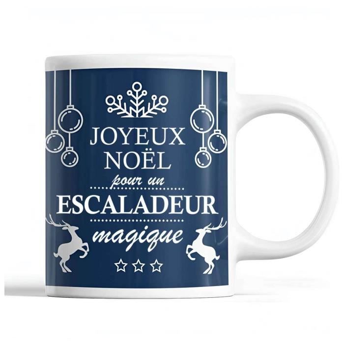 Mug - Noël - Escaladeur homme - Céramique - 325 ml - Bleu