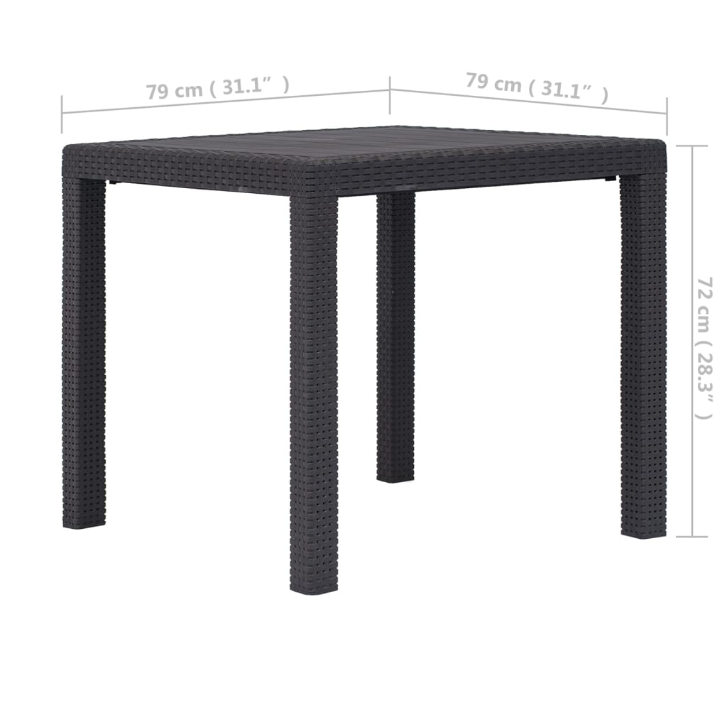 vidaXL Gartentisch Braun 79x79x72 cm Kunststoff Rattan-Optik