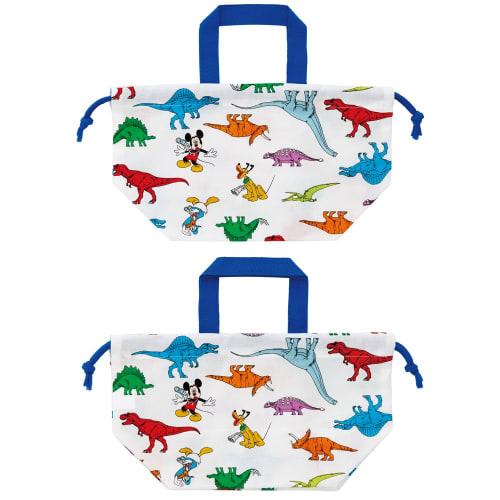 Skater Children's Lunch Box Drawstring Bag Disney Mickey Mouse & Friends Dinosaur Made In Japan KB7-A