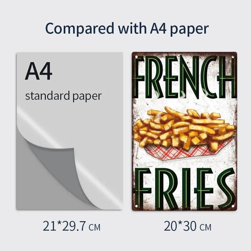 Pizza Zone Metal Poster Tin Plate Ice Cream Hot Dog Vintage Kitchen Iron Painting For Restaurant Party Home Wall Decoration