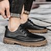 Мужская обувь осень и зима 2024 года, новые кожаные туфли в британском стиле, на шнуровке, универсальные, на толстой подошве, водонепроницаемые, повседневные туфли