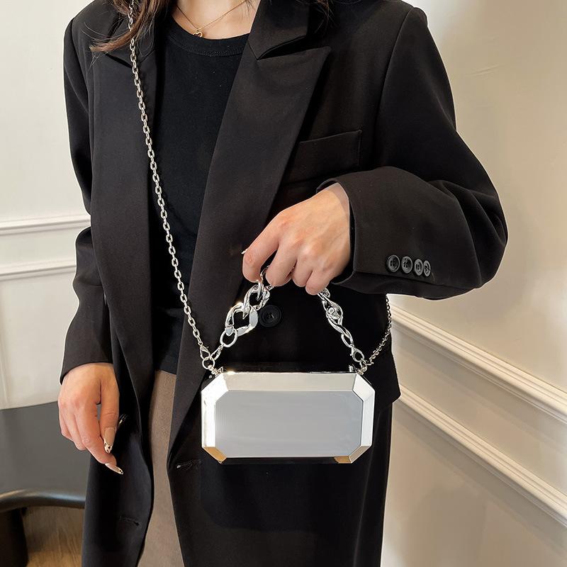 Сумки зеркальная акриловая коробка сумка 2025 новый европейский и американский модный толстая цепь ручная женская сумка кроссбоди вечерняя