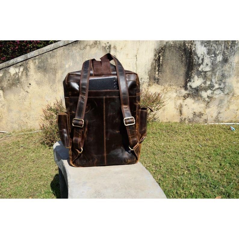 Кожаный рюкзак 17 дюймов, дорожный рюкзак, винтажная сумка для ноутбука, туристический школьный рюкзак для колледжа, уличный рюкзак на плечо для мужчин и женщин