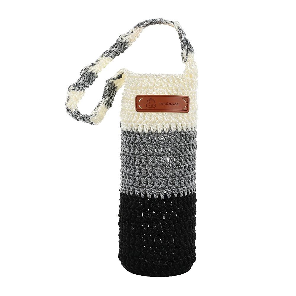 New Handmade Water Bottle Cover Crochet Hollow Vacuum Cup Pouch Portable Bottle Carrier for Hiking Cycling