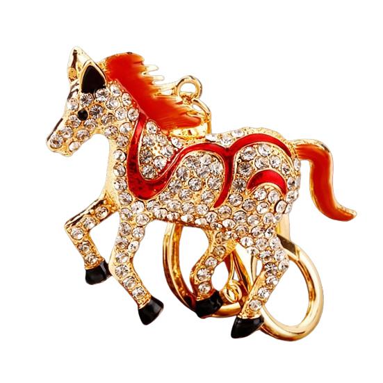 Keychain 2026 Year of Horse Key Chain Shiny Rhinestone Horse Animal Design Keychain Bag Charm Accessory