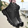 Мужские ботинки из кожи на шнуровке, осенние мужские ботинки на щиколотку, мужские нескользящие ботинки на платформе для активного отдыха, мотоциклетные ботинки