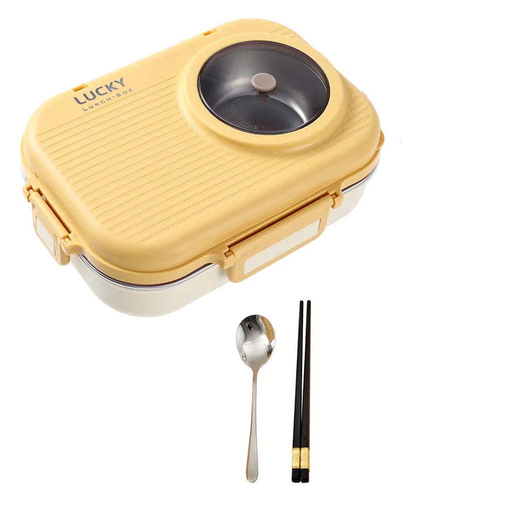 900 мл Микроволновая печь 304 Нержавеющая сталь Бенто Ланч-бокс с миской и столовыми приборами Студенческий портативный 3 отделения Герметичные контейнеры для еды