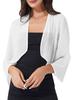 Womens 3/4 Sleeve Chiffon Cardigan Bolero Elegant Summer Ladies Wedding Wraps Shrug Bridal Shawl Evening Cover Up