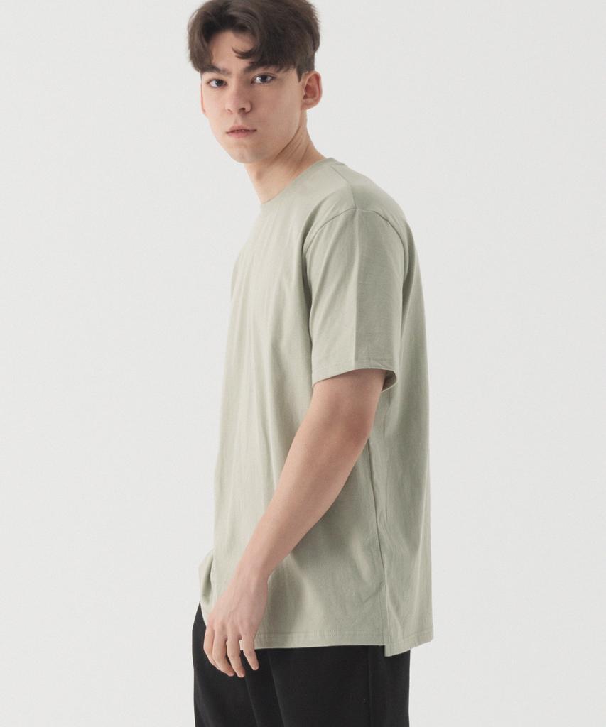 PIANER Basic Slit Short Sleeve T-Shirt (Light Khaki)