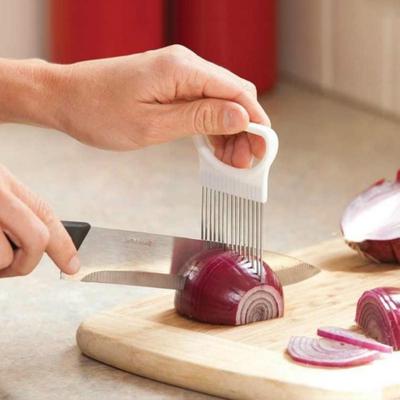 Гаджеты Удобный держатель для лука из нержавеющей стали Томатная терка Овощерезка Безопасные кухонные инструменты JM08 ADM