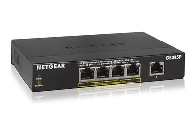 Снято с производства Компактный неуправляемый коммутатор NETGEAR Tabletop GS305P Gigabit 5 Port 4 Port Бесшумный безвентиляторный энергосберегающий дизайн Гарантия 3 года