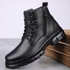 Мужские высокие ботинки из натуральной кожи, нескользящие мотоциклетные ботинки, роскошные брендовые ботинки для верховой езды до середины икры, теплая зимняя обувь с плюшевым мехом