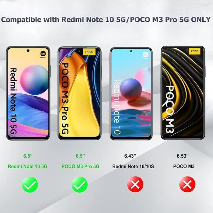Coque pour Xiaomi Poco M3 Pro 5G/Redmi Note 10 5G 6.5" + 3 Pack Verre Trempé , Souple TPU Silicone Housse Étui Phone Case Cover