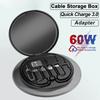 60 Вт кабель Type C - Micro USB C, многофункциональный кабель для передачи данных, коробка для хранения для iPhone, Samsung, Xiaomi, Huawei, кабель для быстрой зарядки Type C