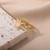 Women's Swivel Sun Opal Ring Stainless Steel Retro Charm Adjustable Open Rings Party Jewelry Best Friend Gift Feminine Costume Jewelry