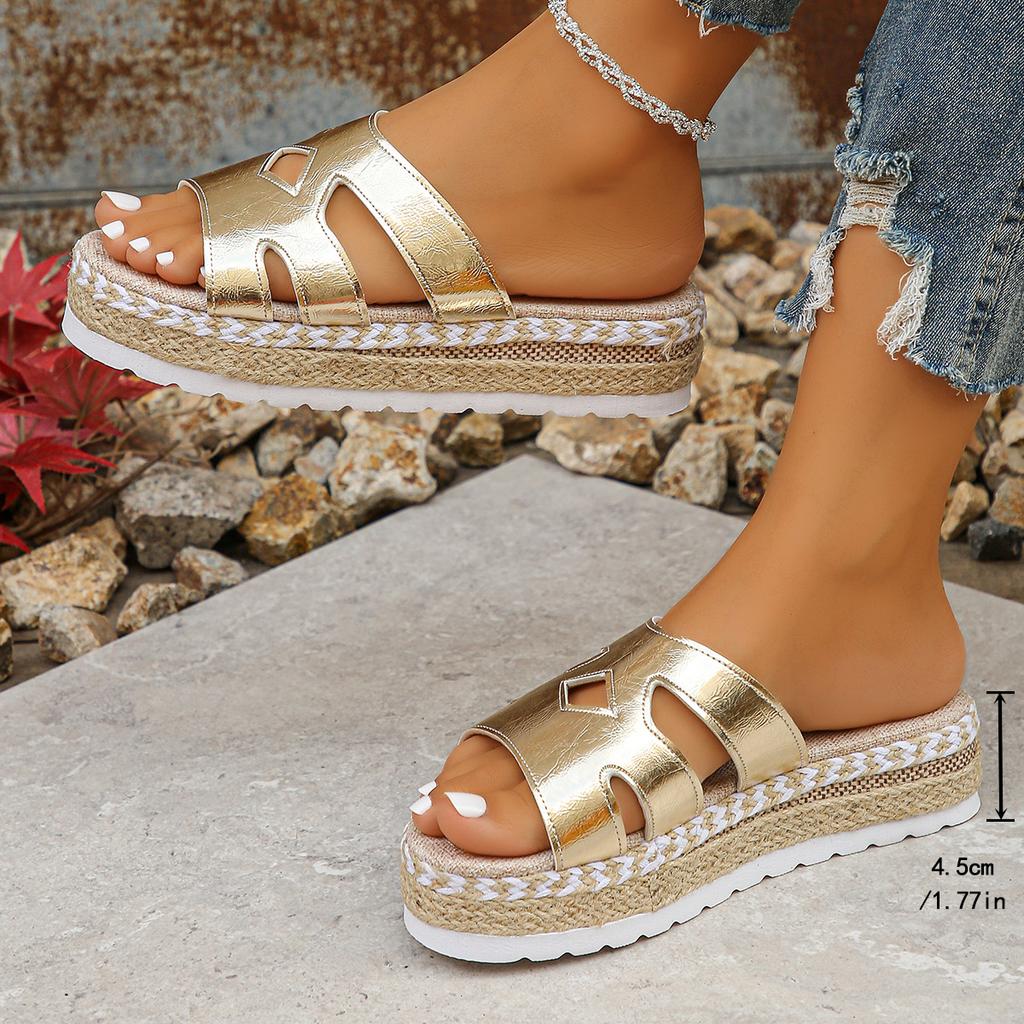 Модная обувь Бежевые босоножки на каблуке Женские тапочки Платформа Большой размер Роскошные шлепанцы Низкий Черный Мягкий Дизайнерский Римский Резина ПУ Ткань Мода